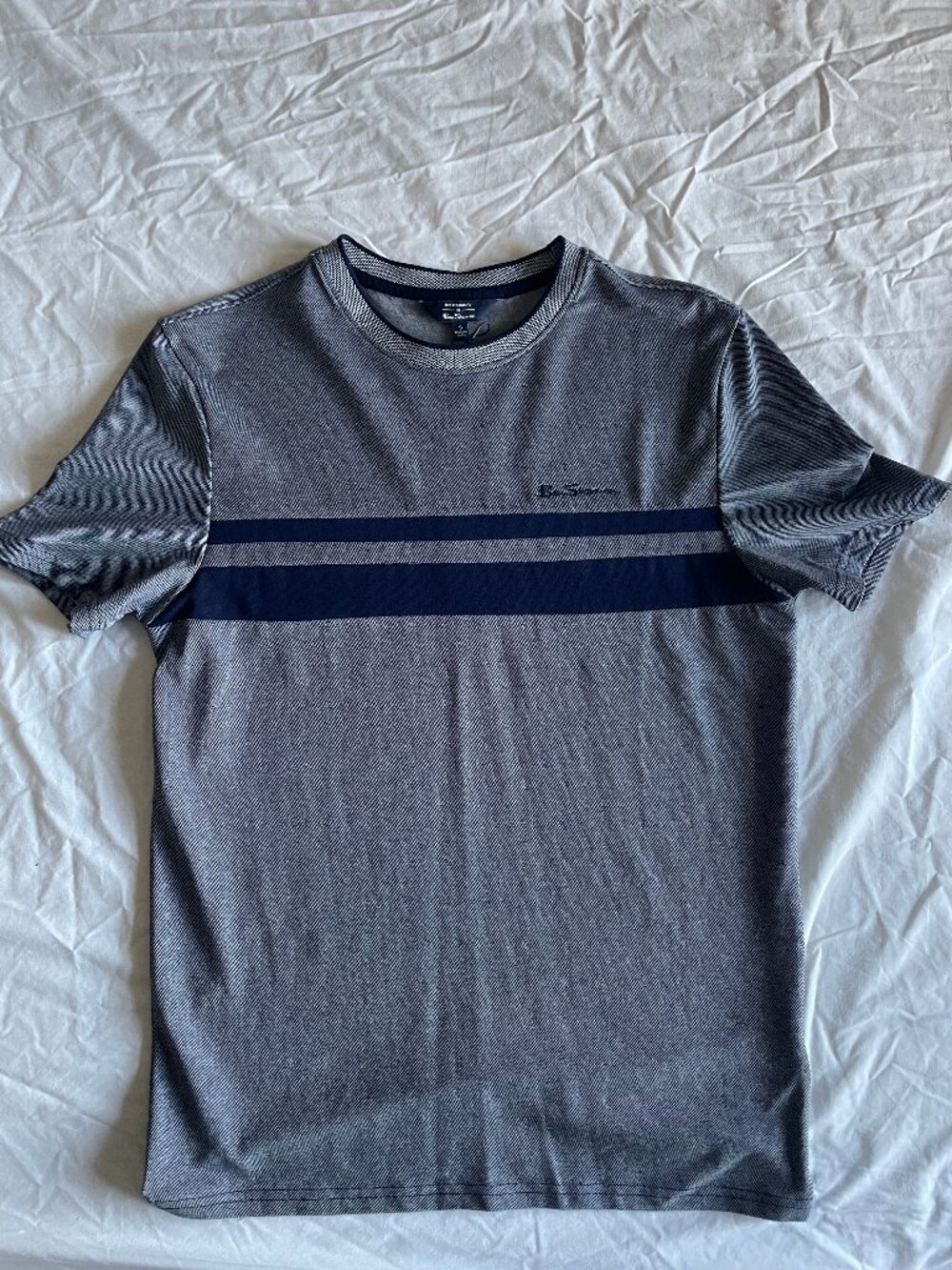 Ben Sherman NWT Short Sleeve T-Shirt Gray Navy Blue "Marine" SZ Mens Small